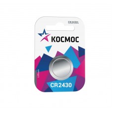 Элемент питания литиевый CR CR2430 1хBL (блист.1шт) Космос KOCR24301BL