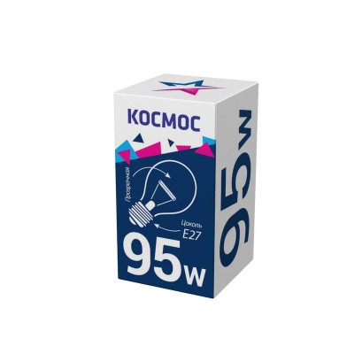 Лампа накаливания 95Вт A50/A55 прозрачная E27 230В КОСМОС LKsmSt55CL95E27v2