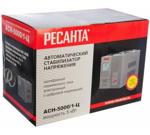 Стабилизатор напряжения АСН-5000/1-Ц 5кВт релейный Ресанта для надежной защиты вашего оборудования от перепадов напряжения
