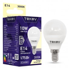 Лампа светодиодная 10Вт G45 3000К Е14 176-264В TOKOV ELECTRIC TKE-G45-E14-10-3K