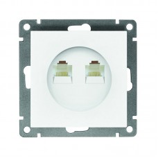 Розетка компьютерная 2-м СП Афина RJ45 кат.5E механизм бел. Universal A1086