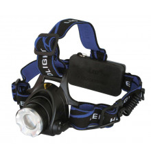 Фонарь аккумуляторный налобный E150 CREE 3Вт фокус 3 режима 220В пластик. черн. (бокс) Ultraflash 12188
