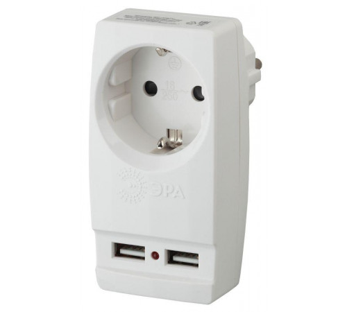 Адаптер Polynom SP-1e-USB-W 220В с заземлением и 2 USB портами 2100мА - надежное решение для зарядки ваших устройств.
