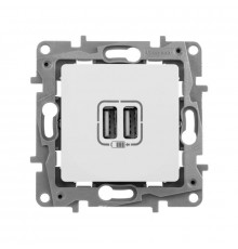 Розетка USB 2-м СП 2мод. Etika 240В/5В 2400мА механизм бел. Leg 672294
