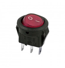 Выключатель клавишный круглый 250В 3А (2с) ON-OFF Micro RWB-105 SC-214 красн. Rexant 36-2511
