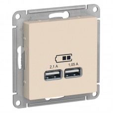 Механизм розетки USB AtlasDesign 5В 1порт х 2.1А 2порта х 1.05А беж. SchE ATN000233