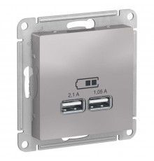 Розетка USB AtlasDesign тип A+A 5В 1х2.1А 2х1.05А механизм алюм. SE ATN000333
